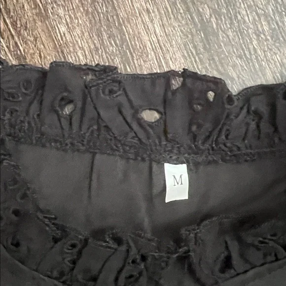 NWOT Black Eyelet Blouse - Picture 3 of 5